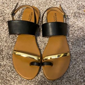 Black and gold sandals